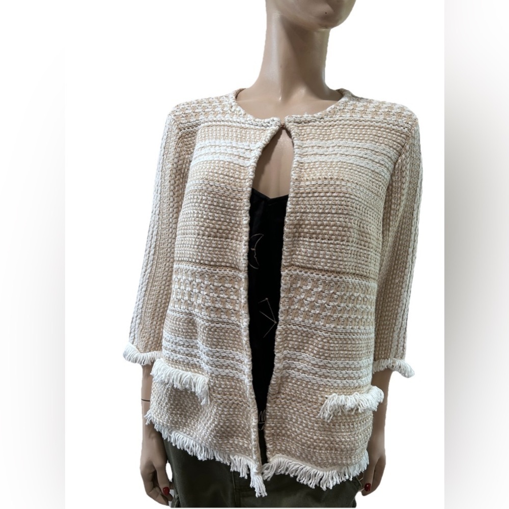 CHICOS Cream Chunky Knit Cardigan Sweater